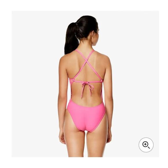 NWT Speedo Solid Tie Back One Piece training swimsuit - 22 - pink glow - 22 - Picture 2 of 4